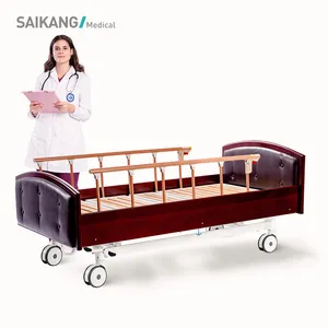 H6k Professionele Casters Verstelbare Opvouwbare Elektrische Houten Huis Kliniek Ziekenhuis Onderzoek Behandeling Bed