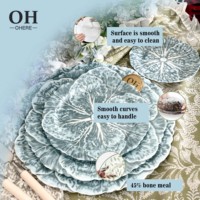 Assiettes de présentation en porcelaine fine personnalisées, écologiques, motif chou bleu, pour mariage et banquet