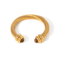 Bague en acier inoxydable pour femme, ajustable, avec perles irrégulières en œil de tigre et turquoise, au design attrayant et tendance