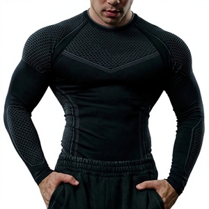 T-shirt moulant sans couture à manches longues pour homme OEM ODM, séchage rapide, idéal pour l'entraînement, la gym, le sport, sous-vêtement de fitness - Product Image 1