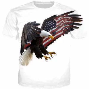 Huan hommes grande taille aigle chasse 3D t-shirt imprimé polyester maille manches courtes aigle 3D impression t-shirts