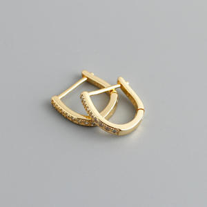 Pendientes de Aro en Forma de U con Micro Pavé de Circonitas Cúbicas, Chapados en Oro de 18K, Plata de <span class=keywords><strong>Ley</strong></span> 925, Precio de Mayoreo Directo de Fábrica - Product Image 3