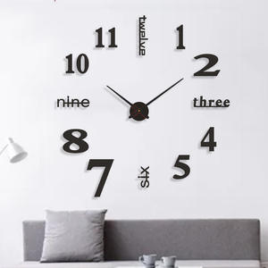 Grande <span class=keywords><strong>Horloge</strong></span> <span class=keywords><strong>Murale</strong></span> 3D Moderne de 60 <span class=keywords><strong>à</strong></span> 120cm, Art Déco, avec <span class=keywords><strong>Chiffres</strong></span> en Miroir, Autocollants en Quartz pour Décorations de Salon et de Bureau, Cadeaux - Product Image 3