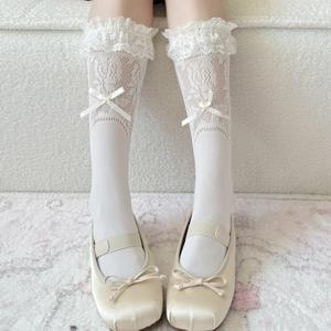 Calcetines <span class=keywords><strong>de</strong></span> Encaje Finos <span class=keywords><strong>de</strong></span> Verano Estilo Lolita con Lazo, Calcetines Cortos Antideslizantes <span class=keywords><strong>de</strong></span> Nailon Tejido para Mujer, Estilo Y2K - Product Image 3