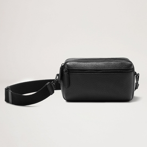 Bolso cruzado de cuero negro con cremallera para <span class=keywords><strong>hombre</strong></span>, <span class=keywords><strong>bandolera</strong></span> con logotipo personalizado - Product Image 1