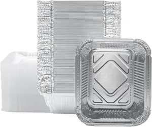OEM 로고 직사각형 알루미늄 호일 식품 용기 뚜껑이있는 주석 호일 트레이 샘플을 위해 자유롭게 사용 가능