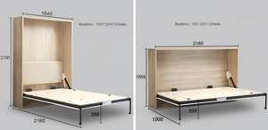 뉴 노르딕 수직 플립 머피 침대 - 공간 절약형 숨겨진 벽 침대 접이식 캐비닛 침대 - Product Image 6