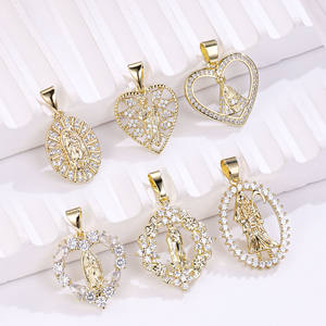 จี้ทองเหลืองชุบทอง 14K ประดับเพชรซิรคอน จี้ศาสนา จี้กางเขนกัวดาลูป พระแม่มารี นักบุญยูดา นักบุญเบเนดิกต์ ดาบแห่งความตาย - Product Image 3