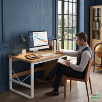 Bureau d'ordinateur en chêne clair avec pieds en métal blanc, style nordique moderne, avec tiroirs et armoire pour le bureau à domicile et le travail