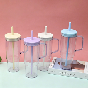 1200ml Clear Plastic Eco-Friendly Travel Mug with Lid and Straw Type - Product Image 4