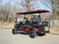 Carrito de Golf Eléctrico de 4+2 Plazas con Parabrisas y Techo, Color y Logotipo Personalizables, Vehículo Utilitario de Caza para 6 Pasajeros