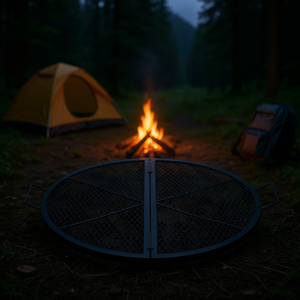 Grille de cuisson pliable en acier X-Marks de 36 pouces pour foyer extérieur avec poignées, noire, pour barbecue et feu de camp - Product Image 2