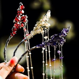 <b>Chinese</b> Style Hair Stick Light Luxury Crystal Tassel <b>Hairpin</b> <b>Chinese</b> Hair Stick Handmade Hollow Step-Shaking Alloy <b>Hairpin</b> - Product Image 1