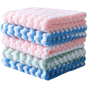 Chiffons de cuisine en <span class=keywords><strong>microfibre</strong></span> à prix d'usine 15x20cm, en velours corail, motif ondulé, épaissis, absorbants, pour le nettoyage domestique - Product Image 1