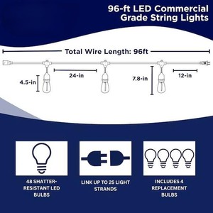 ไฟ LED Edison แบบสายกันน้ำ IP65 แสงวอร์มไวท์ สำหรับตกแต่งสวนในร่มและกลางแจ้ง - Product Image 3