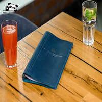 Housse de menu en cuir PU bleu avec logo personnalisé de taille personnalisée, pour les restaurants