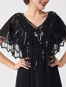 1920er Jahre Schal <span class=keywords><strong>Wraps</strong></span> Pailletten Perlen Abend Cape Braut Schal Bolero Flapper vertuschen die großen Gatsby Retro Vintage Roaring 20er Jahre - Product Image 6