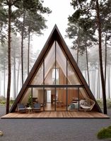 Jiezhu Chine – Nouvelle Villa Modulaire Préfabriquée en Acier avec Grande Murée Vitrée, Structure Triangulaire, Idéale pour le Glamping et les Complexes Hôteliers