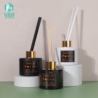 YAN Packaging Flacon vide de luxe à épaule plate, noir mat et blanc, 120 ml, avec bouchon à vis, pour diffuseur de parfum d'ambiance à bâtonnets