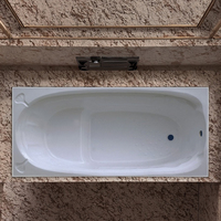 Baignoire encastrée rectangulaire moderne en acrylique blanc, bain relaxant écologique pour appartement, hôtel, villa, accessoire de salle de bain avec drain
