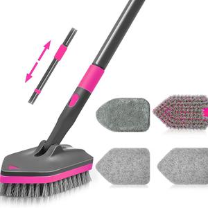 Nouvel outil de nettoyage multifonctionnel télescopique 4-en-1 pour baignoire et carrelage, avec éponge remplaçable, idéal pour les salles de bain - Product Image 2