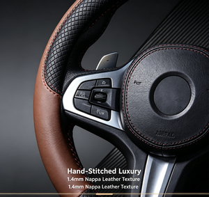MELCO 15 pouces antidérapant sans odeur pour <span class=keywords><strong>volant</strong></span> de voiture housse de gant universel marron noir en <span class=keywords><strong>cuir</strong></span> PU sport <span class=keywords><strong>Amazon</strong></span> Hot Seller - Product Image 3