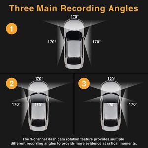 新款豪华4摄像机车载DVR无线全球定位系统记录器夜视双镜头仪表盘凸轮，带后视镜3通道车载摄像机 - Product Image 6