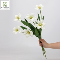 Kedatangan Baru 48CM Bunga Tulip Brownie Buatan Sentuhan Asli PU Putih Burgundy Buket Bunga Tulip Terbuka untuk Dekorasi Pernikahan dan Rumah