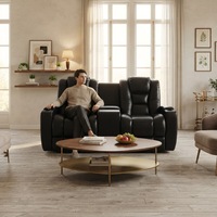 Luxuriöses Elektrisches Relaxsofa aus Echtleder mit Verstellbarer Funktion und Getränkehalter für Wohnzimmer und Heim