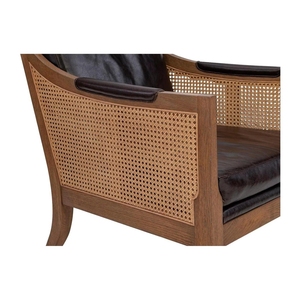 Fauteuils de salon en cuir PU et bois, design italien nordique, pour hôtel et maison, chaise de loisirs - Product Image 4