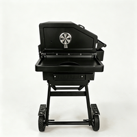 Barbecue portable au charbon de bois pour l'extérieur avec support pliable en X et étagères latérales pour jardin