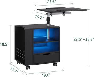 Meuble de chambre <span class=keywords><strong>à</strong></span> coucher blanc moderne avec lampe intelligente <span class=keywords><strong>à</strong></span> changement de couleur, <span class=keywords><strong>petite</strong></span> <span class=keywords><strong>table</strong></span> relevable avec prise intégrée pour chambre <span class=keywords><strong>à</strong></span> coucher - Product Image 6