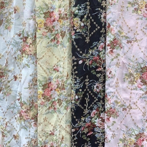 Tissu <span class=keywords><strong>en</strong></span> <span class=keywords><strong>voile</strong></span> de polyester à imprimé floral, broderie ajourée, style Dubaï, pour robes de mariée et vêtements féminins (OEM/ODM) - Product Image 1