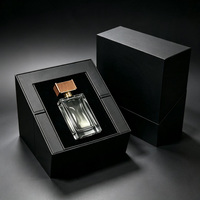 Boîte à parfum de luxe noire avec logo personnalisé, fermeture magnétique, poignée, en carton recyclé écologique, réutilisable, haut de gamme