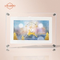 AMABOO Cadre photo numérique en acrylique avec horloge, écran LCD 7 pouces, alimenté par piles, pour objets vidéo et photos à effet infini, en cristal transparent, vente en gros