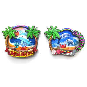 Imán de Madera Personalizado con Palmera de Playa, Recuerdo Turístico de Malta, Palau, Tahití - Product Image 1