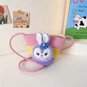 Sac à bandoulière en paille tressée pour enfants, motif dessin animé mignon, style anime, collection Printemps 2023, pour filles, usage quotidien - Product Image 2