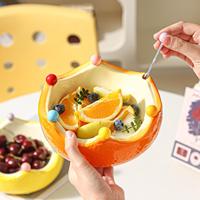 VENTE FLASH Plateau de rangement en céramique en forme de fruits style campagne française, ensemble de fourchettes colorées amovibles, écologique pour usage intérieur