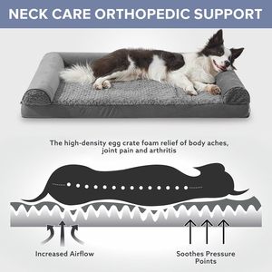 Custom Square Waterproof Orthopedic Foam Dog Beds Extra Large Bolster Washable Sofa Removable Cover Non-Slip Bottom Carton - Product Image 3