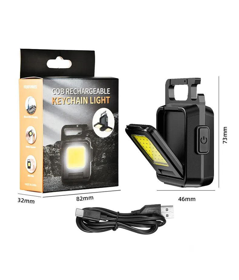 Mini Rechargeable Portable Pocket Key Chain Waterproof Magnetic COB Led Keychain Light Flashlight Camping Flashlights