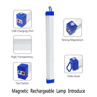 Tube lumineux LED rechargeable USB 5V, éclairage d'urgence, camping, magnétique, portable, marché nocturne, extérieur, véhicule, bande rigide