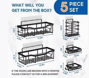 Wall Mount Stainless Steel Shower Caddy With 6 <b>Hooks</b> Waterproof Storage Rack For Bathroom Essentials - Product Image 6