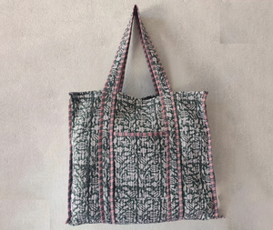 Bolso Tote Acolchado Indio Vintage, Bolso de Hombro de Algodón con Estampado de Bloques, Bolso de Compras Floral Hecho a Mano, Reutilizable para Uso Diario - Product Image 1