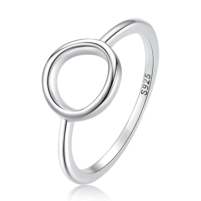 Simple Neutral Hollow Stacked Geometric Ring 925 Sterling Silver SCR825 Casual Jewelry with Setting Inlay