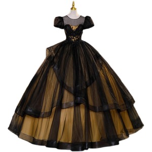 Black Evening Gown Long Skirt Stage <b>Performance</b> Women Polyester Tutu Dress Adult Formal <b>Wear</b> - Product Image 5