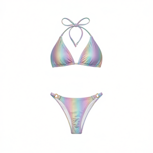 Conjunto de bikini iridiscente para mujer Buonic, top y pantalones cortos, talla 42 44 46 48, traje de baño para playa - Product Image 2