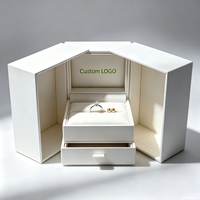 Boîte de rangement de bijoux de luxe avec fenêtre transparente, couvercle rabattable, tiroirs séparateurs, emballage personnalisé avec logo
