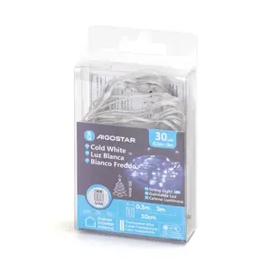 Ghirlanda di luci LED a batteria 3AA (PVC e rame), bianco freddo, ideale per decorazioni interne ed esterne. - Product Image 2
