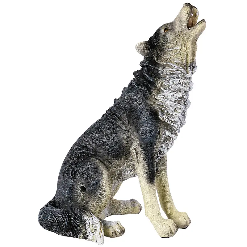 Escultura de resina estilo europeo para decoración del hogar, figuritas de animales de lobo aullando, artesanía de escritorio, venta al por mayor
