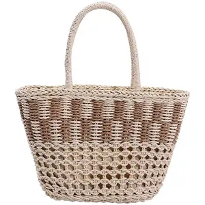 2023 nuovo Design fatto a mano da donna Lady Fashion Cotton Rope Cute Handbag Lady Beach Bag Shopping naturale con manici Bah